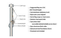 20' Vanguard Aluminum Internal Rope Flagpole